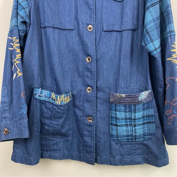 JOHNNY WAS Moonlight Tie Dye Patchwork‎ Boho Utility Jacket Size Large - Picture 8 of 13